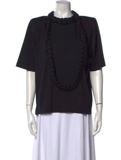 Pre-owned Johanna Ortiz Crew Neck Short Sleeve Top In Black