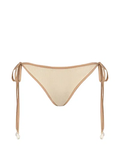 Johanna Ortiz Crinkle-tie Bikini Bottom In Nude