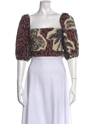 Pre-owned Johanna Ortiz Cropped Blouse In Black