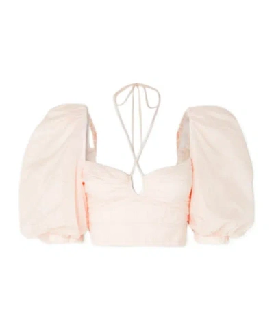 Johanna Ortiz Cropped Open-back Cotton-voile Blouse In White