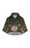 Johanna Ortiz Cumbi Cropped Linen Shirt In Multi