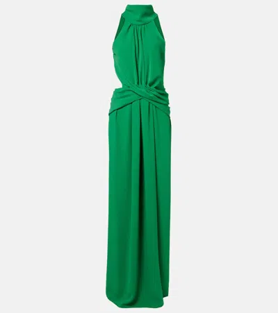 Johanna Ortiz Cutout Gathered Maxi Dress In Green