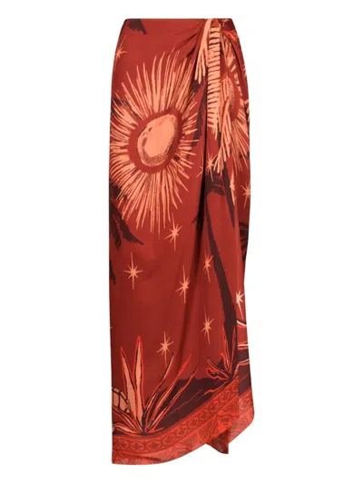 Johanna Ortiz Dance Floor Printed Maxi Skirt In Brown