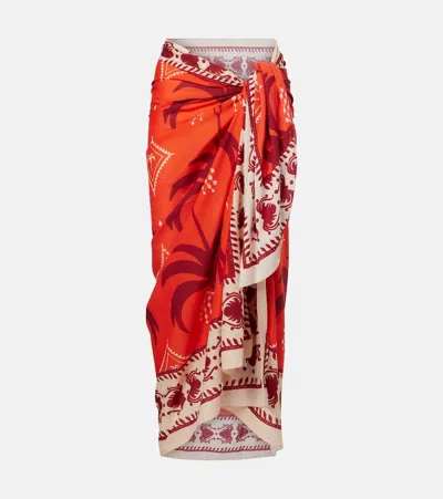 Johanna Ortiz Dance Of Printed Cotton Beach Cover-up In Orange