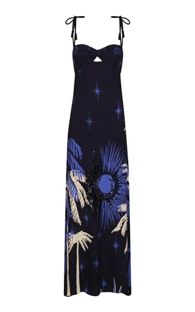 Johanna Ortiz Dancing With The Shadows Maxi Dress In Black