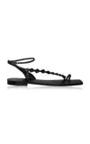 Johanna Ortiz Dazzling Crest Beaded Leather Sandals In Black