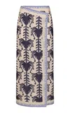 Johanna Ortiz Deep Blue Sea Wrap-front Linen Midi Skirt