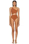 Johanna Ortiz Revealing Cutout One-piece Swimsuit In Brown