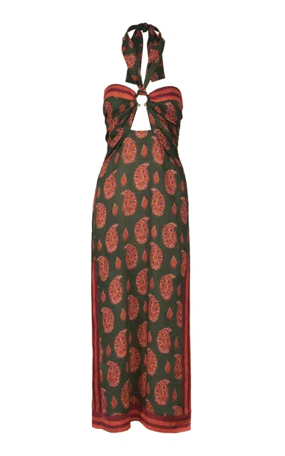 Johanna Ortiz Desert Heart Printed Linen Maxi Dress In Multi