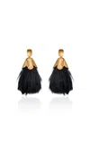 Johanna Ortiz Divine Fortune Feather Earrings In Black