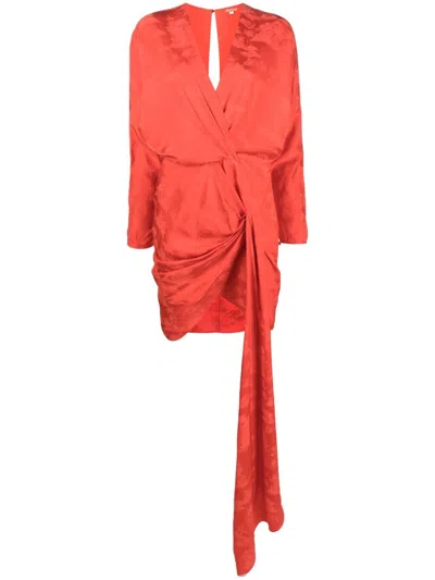 Johanna Ortiz Draped Satin Mini Dress In Rot