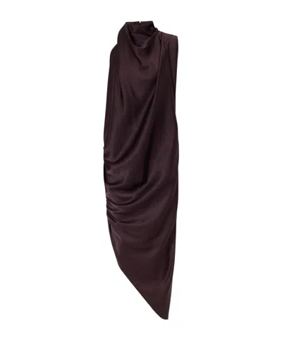 Johanna Ortiz Narrative Weaving Draped Satin Top In Brown