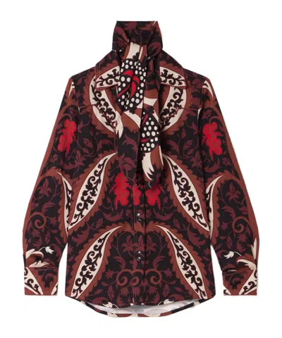 Johanna Ortiz Hacia Puerto Tie-neck Printed Recycled-twill Shirt In Multi
