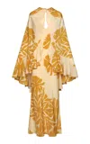 Johanna Ortiz Dream Orchard Silk Cape In Yellow
