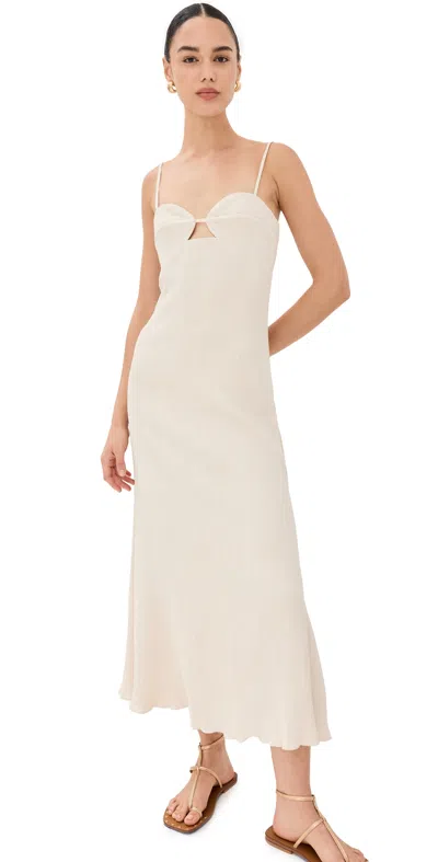 Johanna Ortiz Dream Spinner Cutout Woven Bustier Maxi Dress In Beige