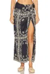 Johanna Ortiz Dream Tiles Twisted Jersey Sarong Maxi Skirt In Tropicalismo Andaluz  Ecru  & Black