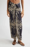 Johanna Ortiz Dream Tiles Twisted Jersey Sarong Maxi Skirt In Blue