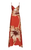 Johanna Ortiz Dreamscape Silk Maxi Dress In Red