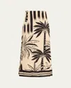 Johanna Ortiz Dusty Trail Palm Tree Print Midi Skirt In Tropicana Ikat Ecrublack