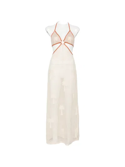 Johanna Ortiz Ebb And Flow Palm-tree Maxi Dress In Neutral