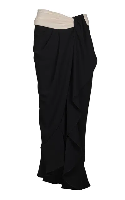 Johanna Ortiz Echos Of The Grand Salon Wrap-front Midi Skirt In Black