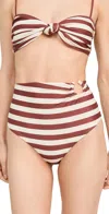 Johanna Ortiz Ecru Marsala Barbasco Bikini Bottoms Swimsuit Stripes Ecru/marsala In Swimsuit Stripes Ecru/marsala
