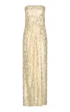 Johanna Ortiz El Bohemio Sequined Silk Maxi Dress In Gold