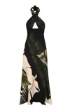 Johanna Ortiz Elegant Expedition Criss Cross Halter Midi Dress In Black