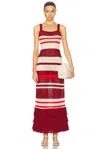 Johanna Ortiz Embayed Midi Dress Antique Ecru And Wine In Multi
