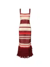 Johanna Ortiz Embayed Midi Dress Antique Ecru And Wine In Multi