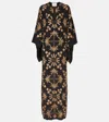 Johanna Ortiz Golden Hour Beaded Silk Maxi Tunic Dress In Black