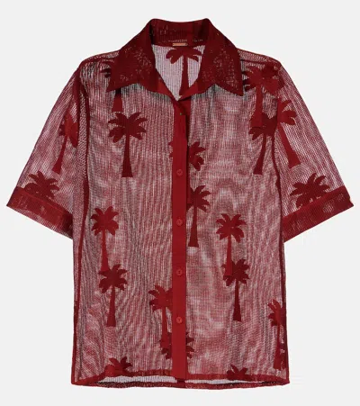 Johanna Ortiz Marsala Salty Cotton-blend Mesh Shirt In Brown