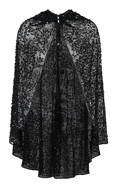 Johanna Ortiz Embroidered Noble Wanderer Cape In Black