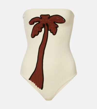Johanna Ortiz Embroidered Swimsuit In Nude