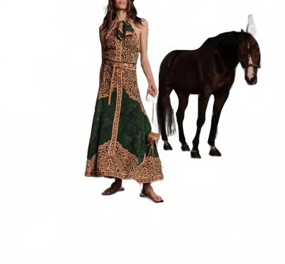 Johanna Ortiz Encanto De Isla Satin-jacquard Maxi Skirt In Green