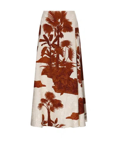 Johanna Ortiz Graphic-print Skirt In Red