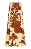 Johanna Ortiz Encanto De Isla Flared Midi Skirt In Nude