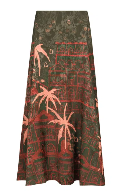 Johanna Ortiz Encanto De Isla Maxi Skirt In Burgundy