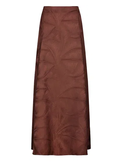 Johanna Ortiz Encanto De Isla Palm-jacquard Midi Skirt In Brown