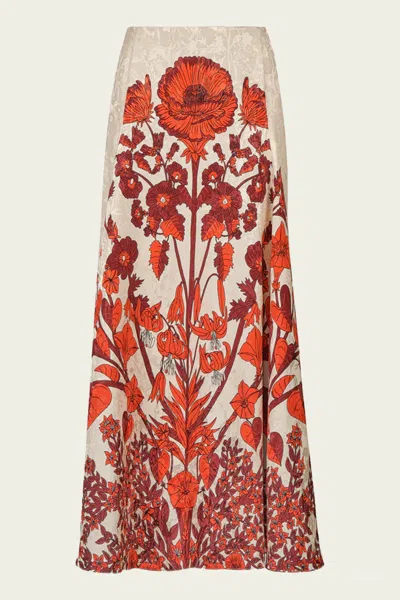 Johanna Ortiz Encanto De Isla Skirt In Ecru Red In Orange