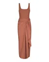 Johanna Ortiz Encanto Pacifico Linen Maxi Dress In Brown