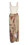 Johanna Ortiz Encanto Pacifico Linen Maxi Dress In Nude