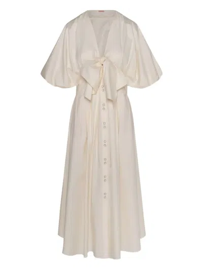 Johanna Ortiz Endless Spring Bow-button Dress In White