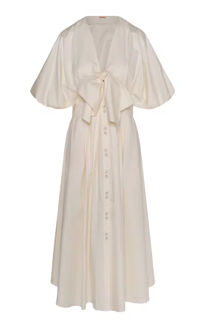 Johanna Ortiz Endless Spring Cotton Midi Dress In Ivory
