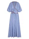 Johanna Ortiz Endless Spring Tie Front Cotton Dress In Blue