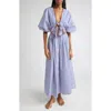 Johanna Ortiz Endless Spring Tie Front Cotton Dress In Blue