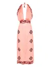 Johanna Ortiz Energetic Patterns Linen Halter Midi Dress In Pink