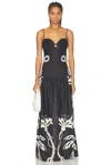 Johanna Ortiz Womens Enlightened Sailor Shoulder-straps Linen Maxi Dress Tropical Catch In Tropical Catch  Ecru  & Black