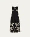 Johanna Ortiz Womens Enlightened Sailor Shoulder-straps Linen Maxi Dress Tropical Catch In Tropical Catch - Ecru-black