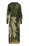 Johanna Ortiz Eternity Begins Silk Wrap Dress In Green